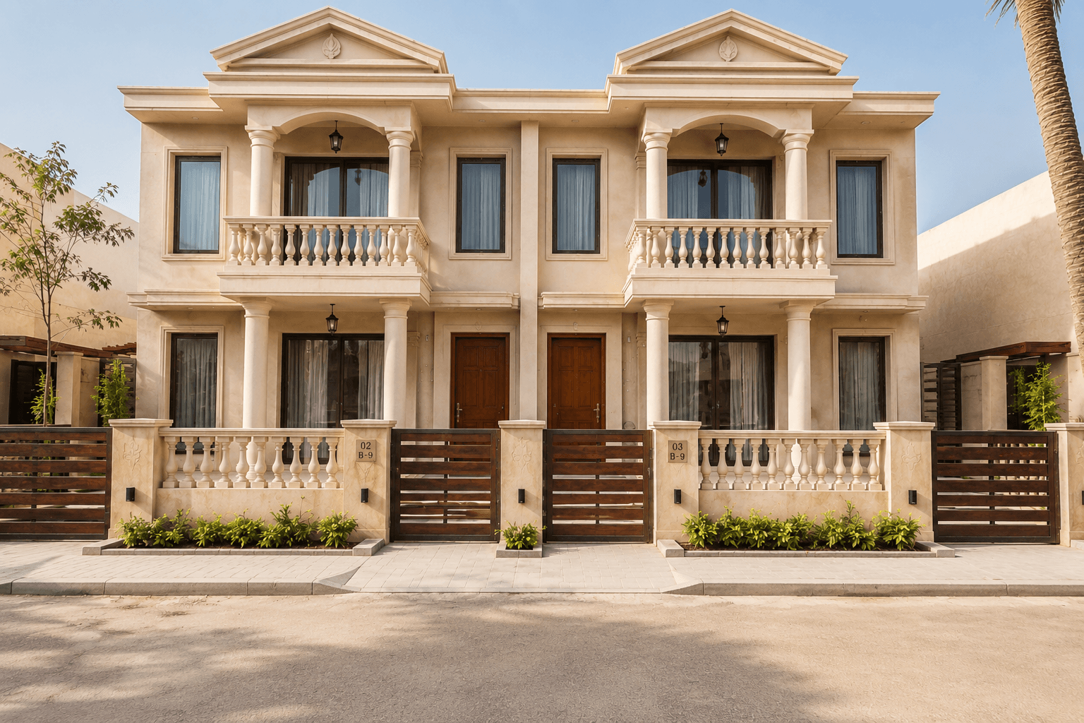 Twin configuration — two villas joined as a Jodi