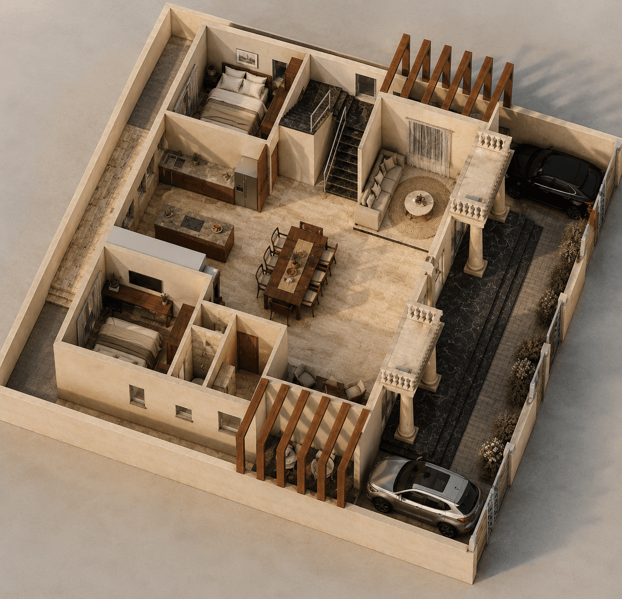 Jodi villa layout — six bedrooms